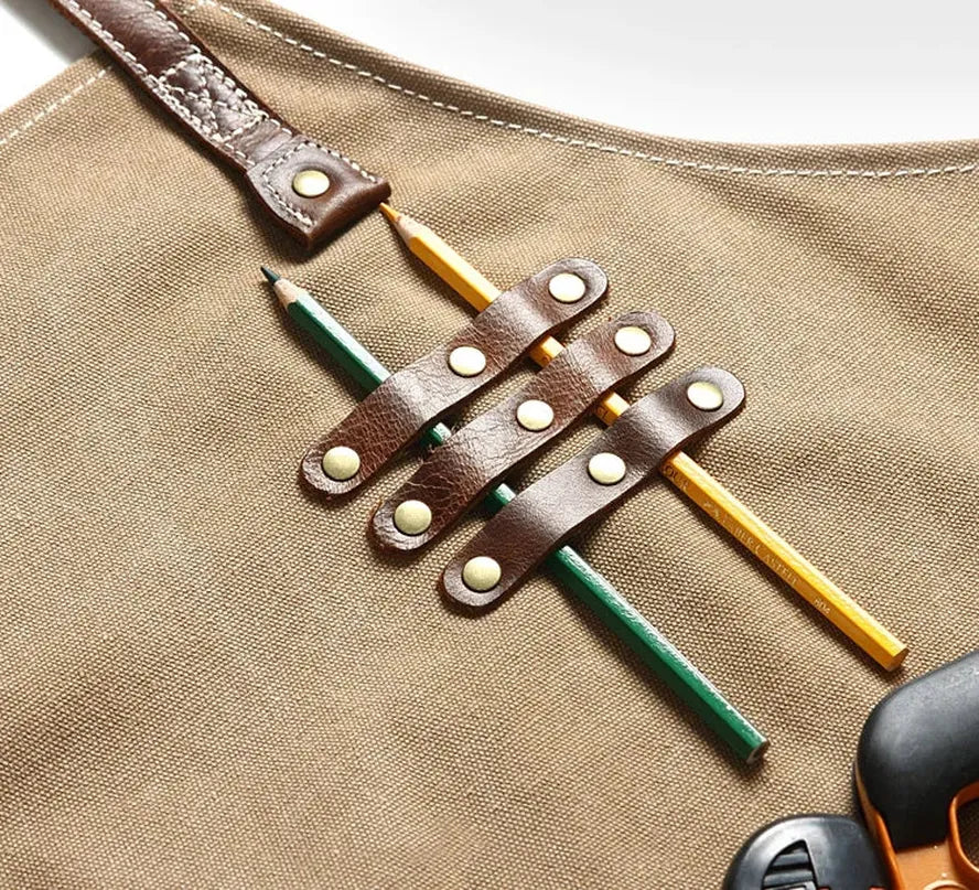 KTX-618963 Adjustable Cross Strap Multi-Purpose Canvas Apron with Tool Pocket for Gardening and Cooking