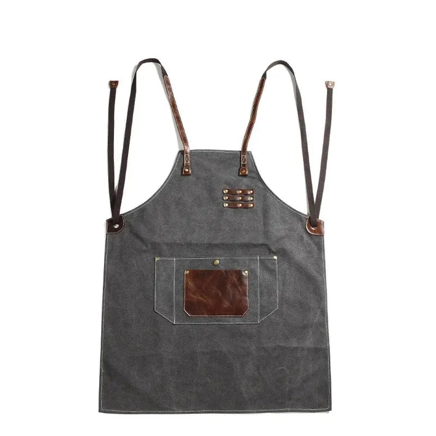 KTX-618963 Adjustable Cross Strap Multi-Purpose Canvas Apron with Tool Pocket for Gardening and Cooking
