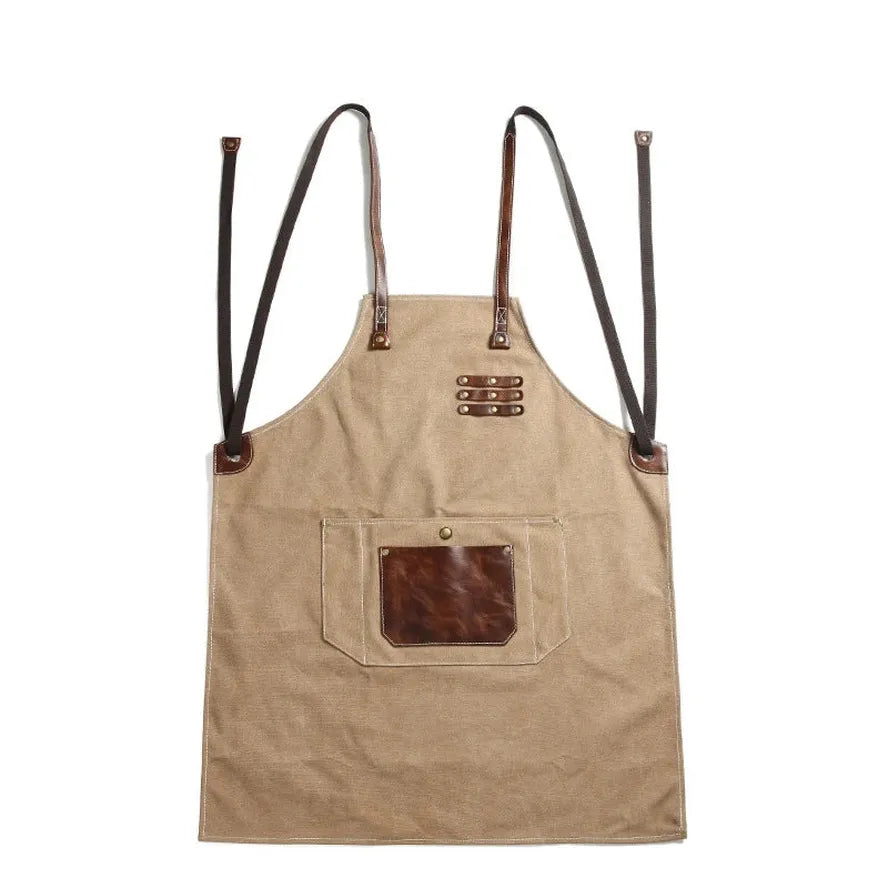 KTX-618963 Adjustable Cross Strap Multi-Purpose Canvas Apron with Tool Pocket for Gardening and Cooking