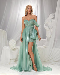HKM-253587 Elegant Green Evening Gown for Women - Style EZ25154