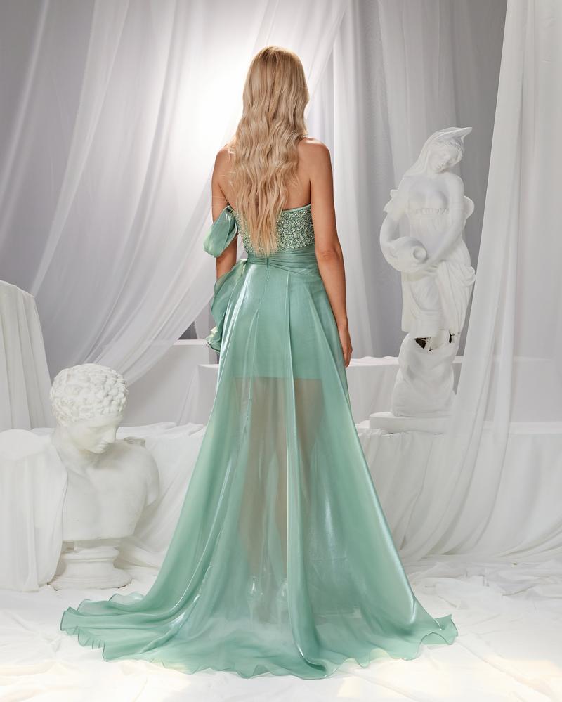 HKM-253587 Elegant Green Evening Gown for Women - Style EZ25154