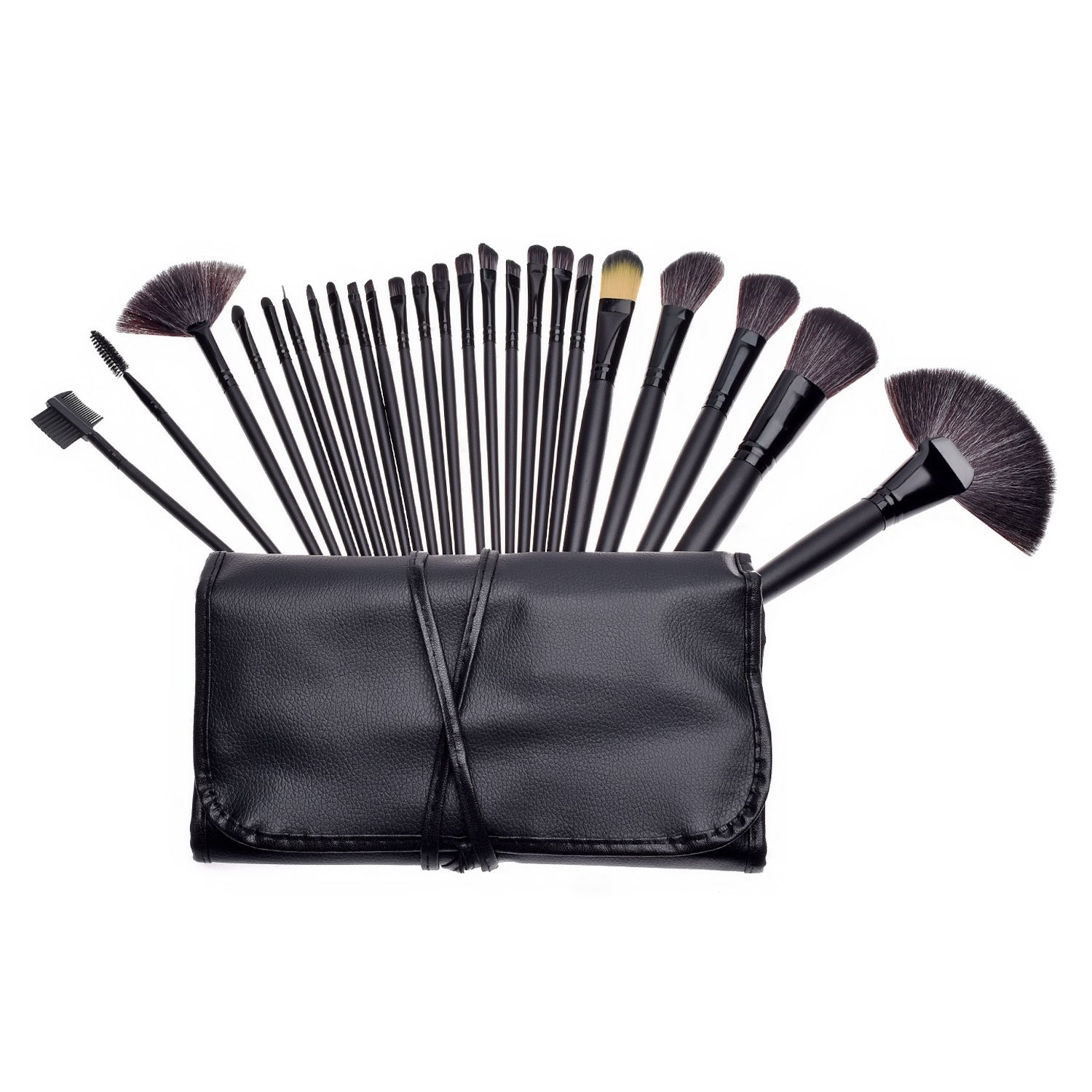 HKM-099475 24-Piece Makeup Brush Set with Wooden Handles and Artificial Fiber Bristles
