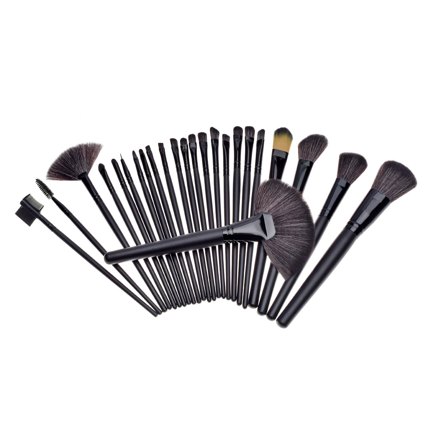 HKM-099475 24-Piece Makeup Brush Set with Wooden Handles and Artificial Fiber Bristles