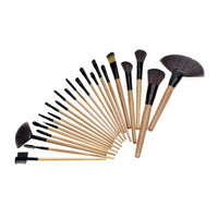 HKM-099475 24-Piece Makeup Brush Set with Wooden Handles and Artificial Fiber Bristles