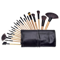 HKM-099475 24-Piece Makeup Brush Set with Wooden Handles and Artificial Fiber Bristles