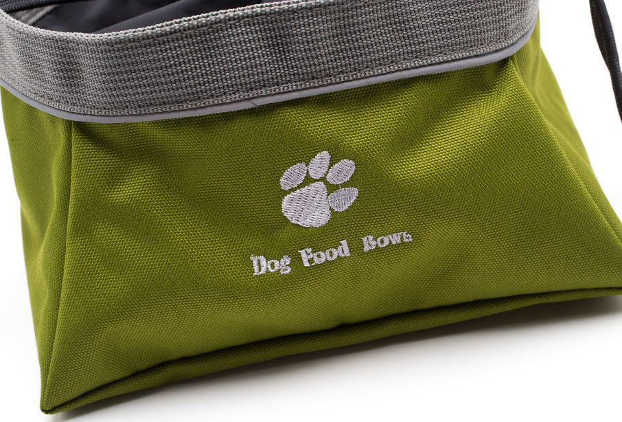 HKM-555859 Collapsible Waterproof Pet Bowl for Food and Water - Eco-Friendly Materials, Green, 20x20x9.5cm