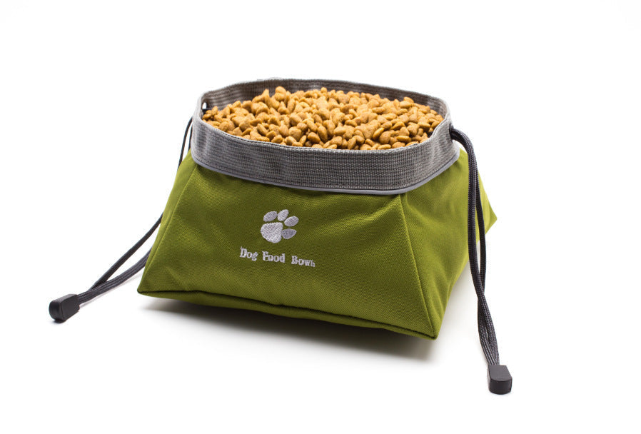 HKM-555859 Collapsible Waterproof Pet Bowl for Food and Water - Eco-Friendly Materials, Green, 20x20x9.5cm