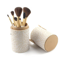 HKM-508499 Portable Makeup Brush Set with Wooden Handle - 7 Artificial Fiber Brushes, 15.8cm Overall Length