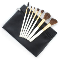HKM-508499 Portable Makeup Brush Set with Wooden Handle - 7 Artificial Fiber Brushes, 15.8cm Overall Length