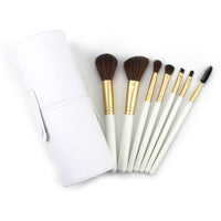 HKM-508499 Portable Makeup Brush Set with Wooden Handle - 7 Artificial Fiber Brushes, 15.8cm Overall Length