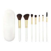 HKM-508499 Portable Makeup Brush Set with Wooden Handle - 7 Artificial Fiber Brushes, 15.8cm Overall Length