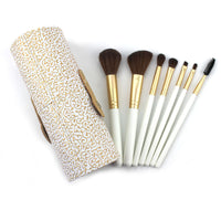 HKM-508499 Portable Makeup Brush Set with Wooden Handle - 7 Artificial Fiber Brushes, 15.8cm Overall Length