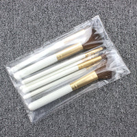 HKM-508499 Portable Makeup Brush Set with Wooden Handle - 7 Artificial Fiber Brushes, 15.8cm Overall Length