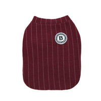 HKM-064403 Winter Bulldog Baseball Sweatshirt for Small Dogs - Burgundy and Dark Grey Hoodie for Chihuahuas and French Bulldogs