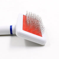 HKM-016659 Fur Collar White Needle Comb for Dog and Cat Grooming with Protective Head and Plastic Handle