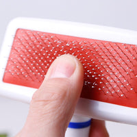 HKM-016659 Fur Collar White Needle Comb for Dog and Cat Grooming with Protective Head and Plastic Handle