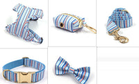 HKM-021075 Striped Print Pet Chest Harness and Leash Set with Bow and Trash Bag
