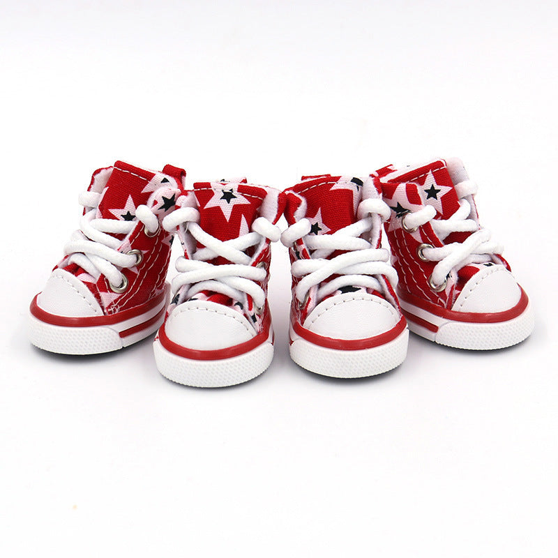 HKM-993939 Soft Canvas Dog Shoes for All Seasons - Comfortable Cowboy Design in Black, Apricot, and Grey Sizes 1-5