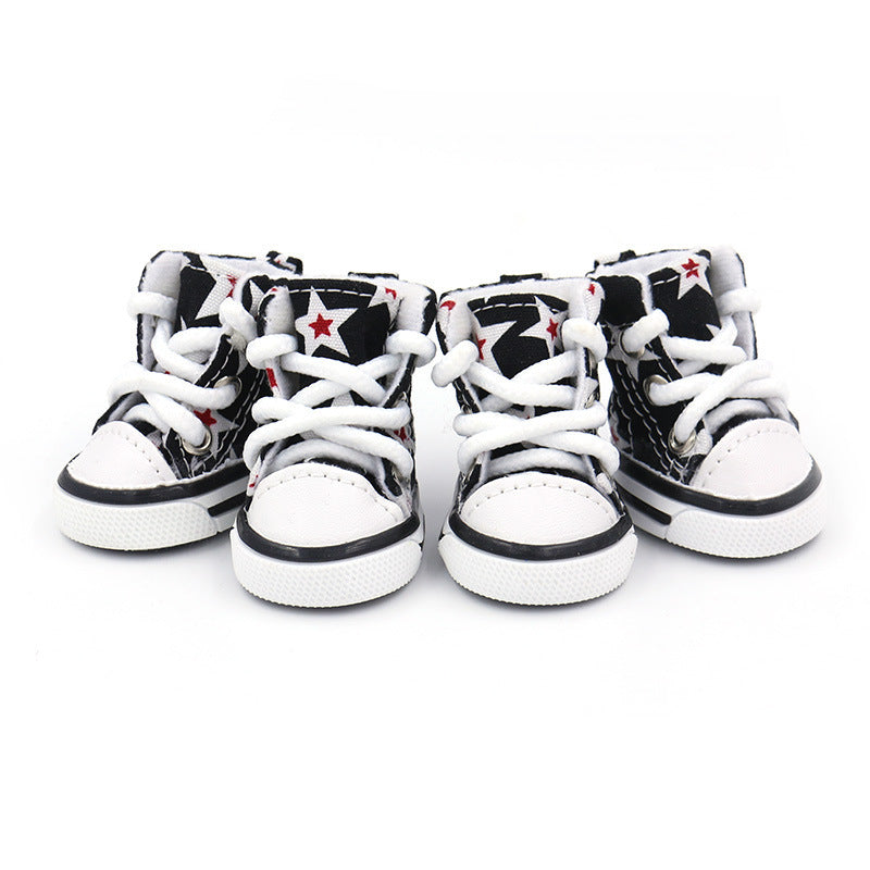 HKM-993939 Soft Canvas Dog Shoes for All Seasons - Comfortable Cowboy Design in Black, Apricot, and Grey Sizes 1-5