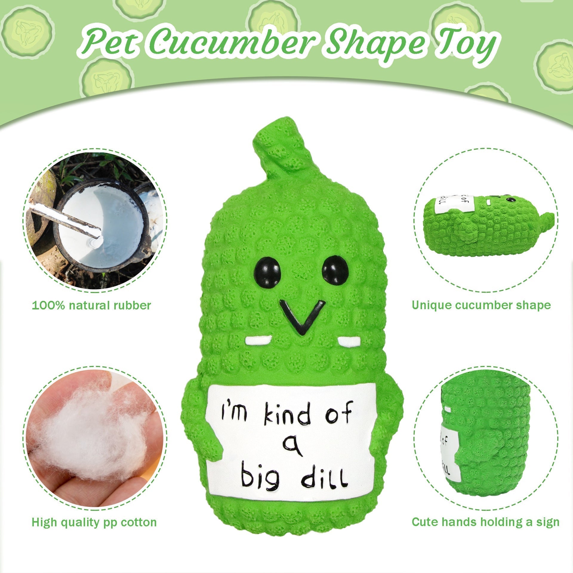 HKM-491667 Squeaky Pickle Dog Chew Toy - Fun Latex Teething Toy for Small to Large Dogs
