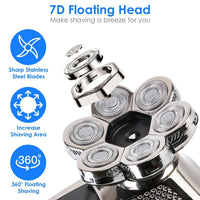 HKM-858579 5 in 1 Rechargeable Electric Rotary Head Shaver with Precision Trimmer and Waterproof Grooming Kit