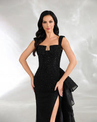 HKM-071635 Elegant Black Evening Gown for Formal Occasions and Special Events