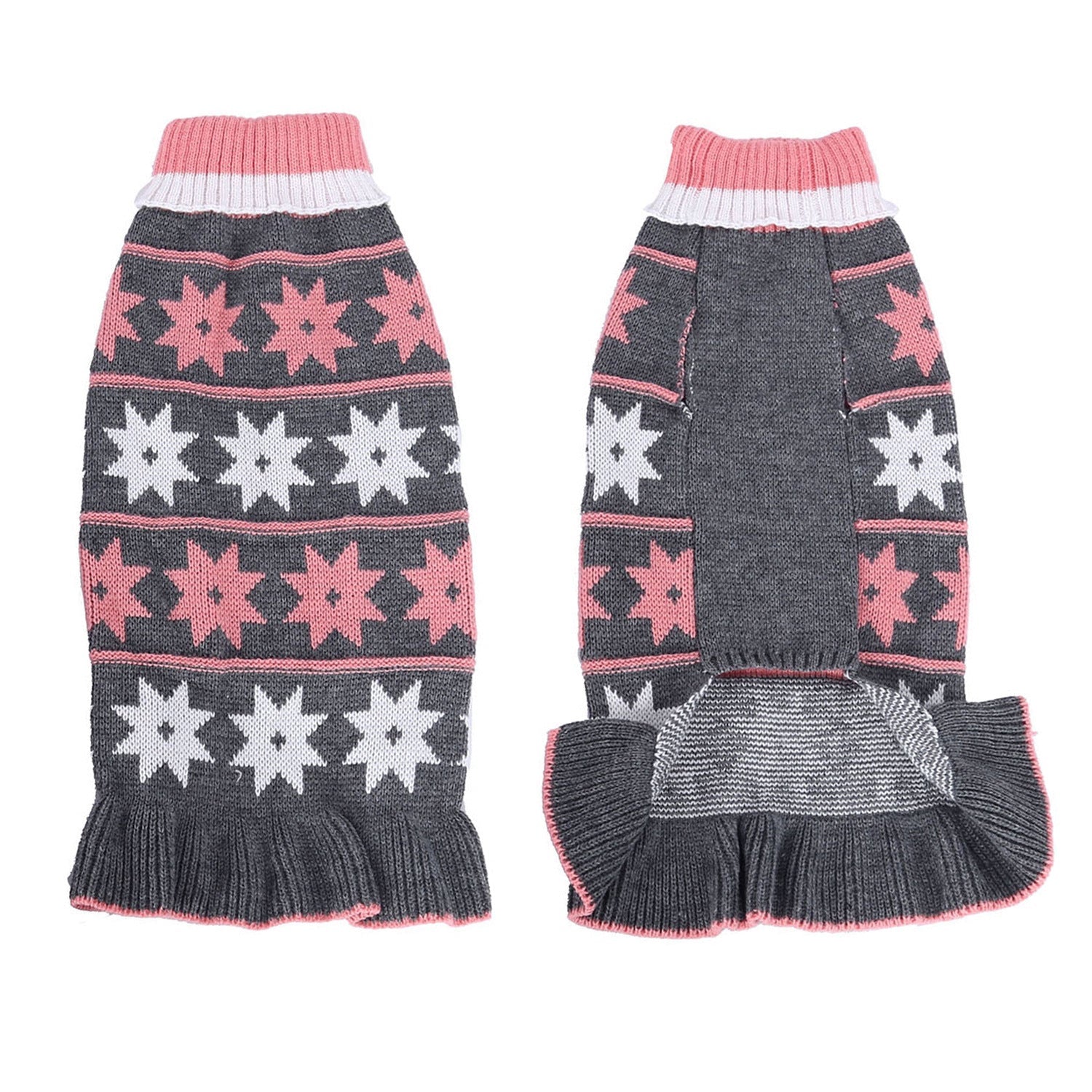 HKM-778067 Acrylic Fiber Princess Dog Sweater Skirt in Autumn Winter Star Wave Design