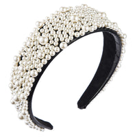 HKM-765395 Pearl U-Shape Checkerboard Headband for Elegant Hair Styling