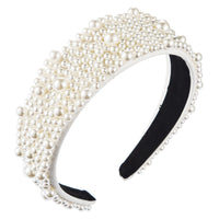 HKM-765395 Pearl U-Shape Checkerboard Headband for Elegant Hair Styling