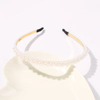 HKM-765395 Pearl U-Shape Checkerboard Headband for Elegant Hair Styling
