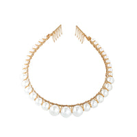 HKM-765395 Pearl U-Shape Checkerboard Headband for Elegant Hair Styling