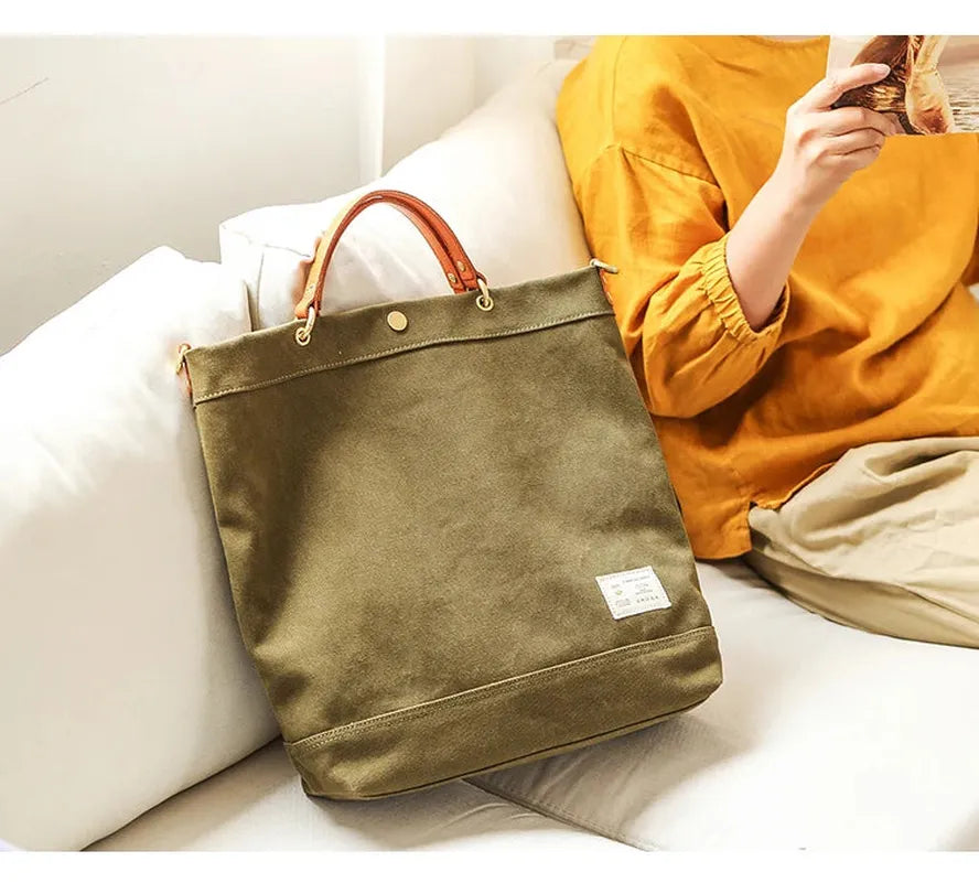 KTX-185107 Versatile Large Capacity Canvas Tote Bag in Olive Green and Royal Blue