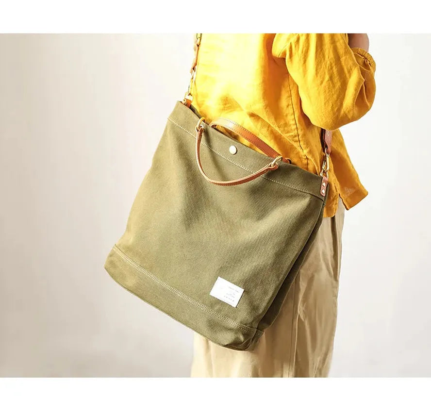 KTX-185107 Versatile Large Capacity Canvas Tote Bag in Olive Green and Royal Blue