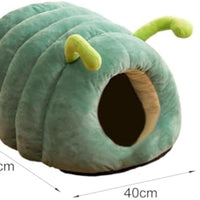 HKM-841555 Animal Shape Cave Bed for Cats and Small Dogs - Plush Semi-Enclosed Sleeping Nest with Non-Slip Bottom