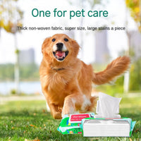 HKM-956563 Gentle Cleansing Wet Wipes for Dogs and Cats - Hypoallergenic, Fragrance-Free, Plant-Based, Large Size for Paws, Ears, Fur, Eye Ducts, and Sensitive Areas