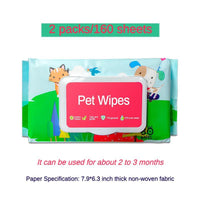 HKM-956563 Gentle Cleansing Wet Wipes for Dogs and Cats - Hypoallergenic, Fragrance-Free, Plant-Based, Large Size for Paws, Ears, Fur, Eye Ducts, and Sensitive Areas