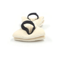 HKM-179475 Cream Velvet Dog Collar with Gold Buckle and Bow Tie Accessory