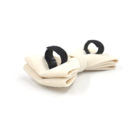 HKM-179475 Cream Velvet Dog Collar with Gold Buckle and Bow Tie Accessory