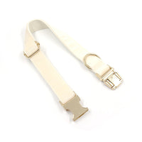 HKM-179475 Cream Velvet Dog Collar with Gold Buckle and Bow Tie Accessory