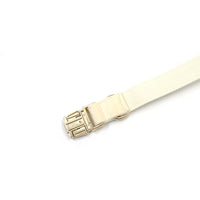 HKM-179475 Cream Velvet Dog Collar with Gold Buckle and Bow Tie Accessory