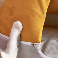 HKM-037011 Removable and Washable Cat Litter Nest with Christmas Hat Design in Yellow and Grey Options