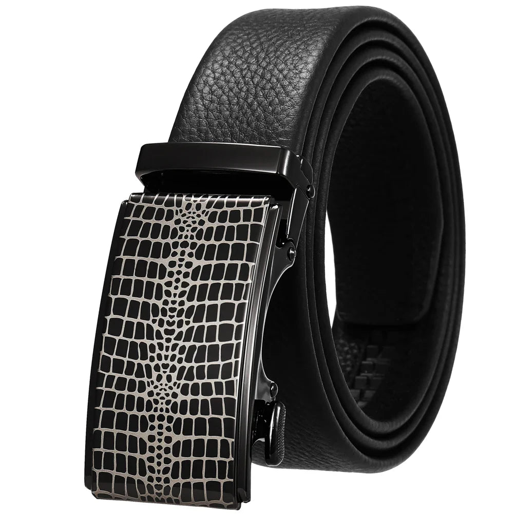 HKM-950931 Automatic Buckle Cowhide Belt for Men - First Layer Leather, Stylish Business Accessory