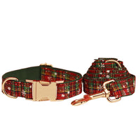 HKM-964755 Green Snowflake Christmas Pet Collar Set with Leash, Bow, and Vest ¨C Perfect for Festive Celebrations