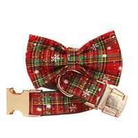 HKM-964755 Green Snowflake Christmas Pet Collar Set with Leash, Bow, and Vest ¨C Perfect for Festive Celebrations