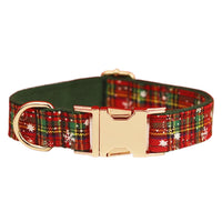 HKM-964755 Green Snowflake Christmas Pet Collar Set with Leash, Bow, and Vest ¨C Perfect for Festive Celebrations
