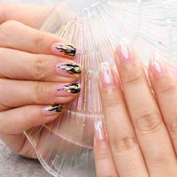 HKM-903123 Flame Series Black, White, Gold, and Silver Nail Stickers - 10.5x8cm