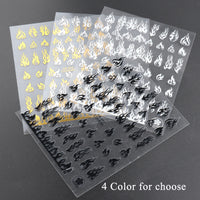 HKM-903123 Flame Series Black, White, Gold, and Silver Nail Stickers - 10.5x8cm