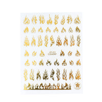 HKM-903123 Flame Series Black, White, Gold, and Silver Nail Stickers - 10.5x8cm