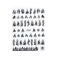 HKM-903123 Flame Series Black, White, Gold, and Silver Nail Stickers - 10.5x8cm