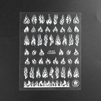 HKM-903123 Flame Series Black, White, Gold, and Silver Nail Stickers - 10.5x8cm
